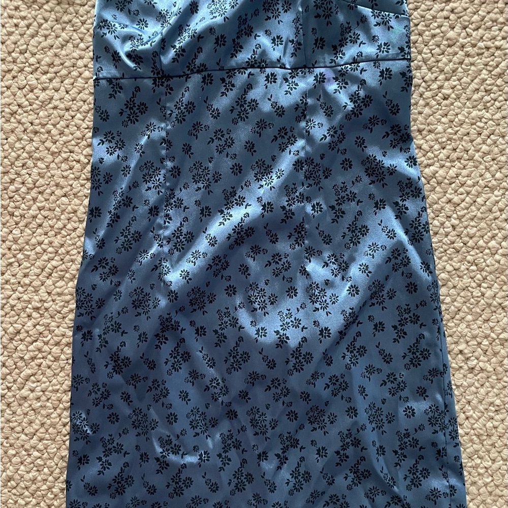 Floral Blue Satin Dress